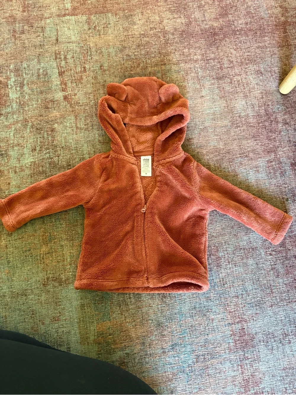 Cozy 3 month Hooded Teddy Jacket - Rust